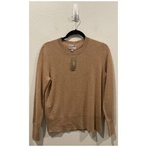 J.CREW Crew Neck Cashmere Caramel Brown Sweater Classic Fit Pullover